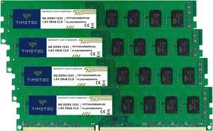 Timetec 32GB KIT(4x8GB) DDR3 1333MHz PC3-10600 Non-ECC Unbuffered 1.5V CL9 2Rx8 Dual Rank 240 Pin UDIMM PC Desktop Computer Memory RAM Module Upgrade (32GB KIT(4x8GB))