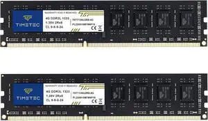 Timetec 8GB KIT(2x4GB) DDR3 / DDR3L 1333MHz PC3-10600 Non-ECC Unbuffered 1.5V / 1.35V CL9 2Rx8 Low Density Dual Rank 240 Pin UDIMM Desktop PC Computer Memory RAM Module Upgrade (8GB KIT(2x4GB)) Timetec 8GB KIT(2x4GB) DDR3 / DDR3L 1333MHz PC3-10600 Non-ECC Unbuffered 1.5V / 1.35V CL9 2Rx8 Low Density Dual Rank 240 Pin UDIMM Desktop PC Computer Memory RAM Module Upgrade (8GB KIT(2x4GB))