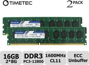 Timetec Hynix IC 16GB Kit(2x8GB) DDR3L 1600MHz PC3-12800 Unbuffered ECC 1.35V CL11 2Rx8 Dual Rank 240 Pin UDIMM Server Memory Ram Module Upgrade (16GB Kit(2x8GB))