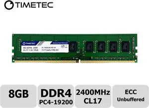 Timetec Hynix IC 8GB DDR4 2400MHz PC4-19200 Unbuffered ECC 1.2V CL17 1Rx8 Single Rank 288 Pin UDIMM Server Memory RAM Module Upgrade (8GB)
