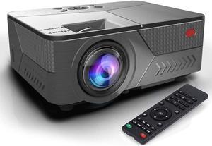 Pansonite Mini Projector 5200 Lumens Projector for Outdoor Movies Support 1080P and Max.200'' Display,Compatible with TV Stick/iPhone/Android/PS4/Switch/HDMI/VGA/AV/USB(Black)