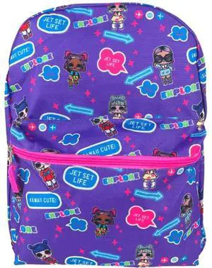 L.O.L. Surprise Dolls All Over Print Backpack With Pocket, 16" Inch