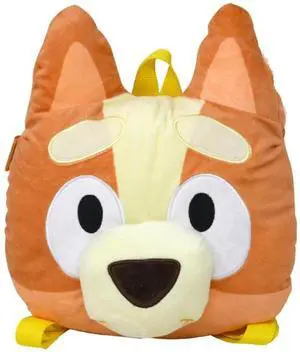 Fast Forward Bluey Bingo Head Plush Shaped Backpack 10 x 13, Orange for Kids