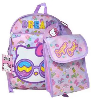 Hello Kitty 16" 4pc Backpack Set with Lunch Kit, Key Chain & Carabiner