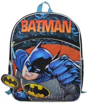 DC Comics Batman 16" Backpack with Side Mesh Pockets and front pocket
