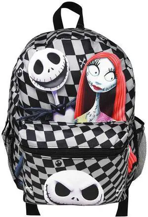 Black & White Nightmare Before Christmas Checkered 16" School Backpack for Kids