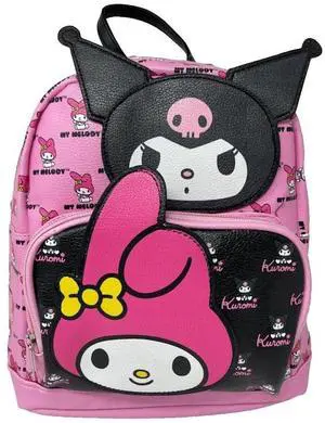 Fast Forward Hello Kitty My Melody All Over print 10" Mini Deluxe Backpack with 1 Front pocket- C6CMH3WN