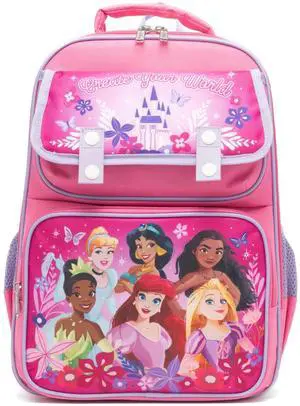 Disney Princesses 15.5" Polyester Pink Large Backpack with 2 Front Pockets