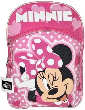 Disney Minnie 16" Pink School Backpack with Front and Side Pockets