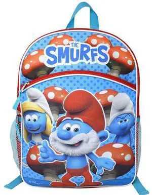 The Smurfs 16" Blue School Backpack with front and side Pockets