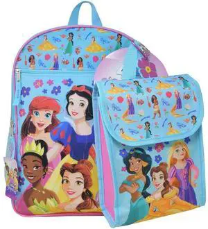 Disney Princesses 16" Nylon Backpack with Lunch Bag set for Girls 3+