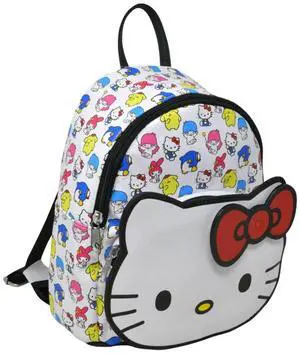 Hello Kitty and Friends 10" Faux Leather White Mini Backpack with Hello Kitty Head