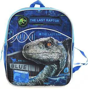 Jurassic World Mini 11" Backpack Blue The Last Raptor Velociraptor Boys Black