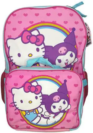 Hello Kitty and Friends by Sanrio 16" Girls School Backpack with Large Front Pocket & Rectangular Lunch Bag