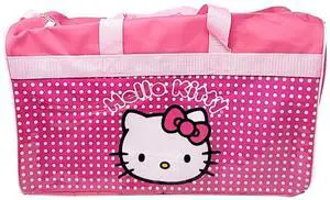 Hello Kitty Pink Polka Dot Kids Duffle Bag for Travel or Sports