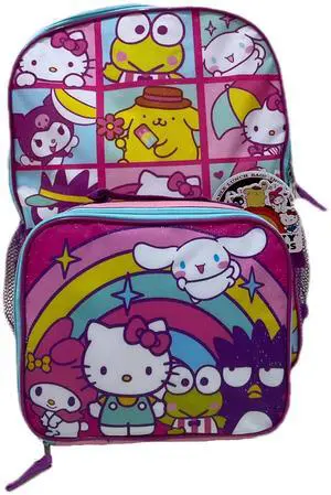 Hello Kitty & Friends 16" School Backpack with Large Front Pocket & Rectangular Lunch Bag