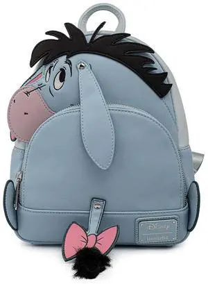 Loungefly Disney Eeyore Blue Mini Faux Leather Backpack with front Pocket