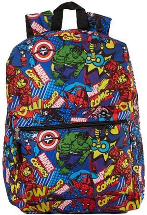 All Over Print Avengers Comic 16" School Backpack with front Pocket, Unisex