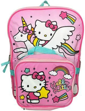 Hello Kitty 16" School Backpack with Large Pocket & Rectangular Lunch Bag