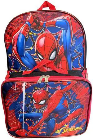 Marvel Spiderman 16" School Backpack with Large Pocket & Rectangular Lunch Bag
