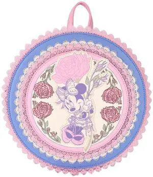 Loungefly Disney Minnie Floral and Lace Round Pink Mini Backpack