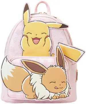 Loungefly Pink Pokemon 3D Pikachu & Eevee Mini Faux Leather Backpack