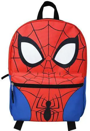 Spiderman Head Nylon Kids Backpack 16" School Bookbag for Girls and Boys ages 3+