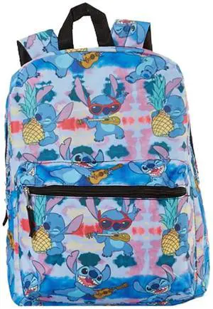 Blue Lilo and Stitch, Stitch Nylon School Backpack 16" Bookbag for Girls & Boys