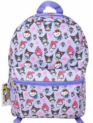 Kuromi All Over Nylon Purple Kids 16" School Backpack