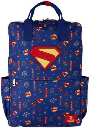 Loungefly DC Superman Nylon Full-Size School  Backpack, 17in
