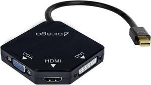 Cirago 3-in-1 Mini Display Port DP to HDMI/DVI/VGA Cable Adapter Converter Black