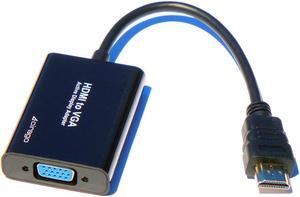 Cirago HDMI to VGA Female 3.5mm Audio Out & 1080P Video Converter Cable 5V Single Link Adapter For PC Monitor, Projector, or HDTV - Black