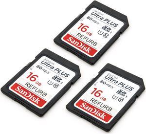 SanDisk Ultra 16GB Read Speed up to 80MB/S SDHC Memory Card 3 Pack