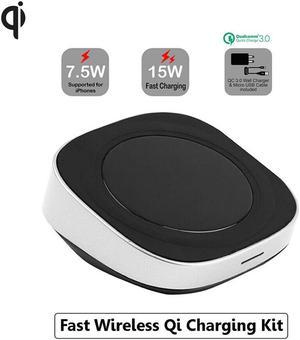 Cirago 15W Wireless Charger Vent Qi Certified Portable Magnetic Fast Charging Kit Pad with QC 3.0 Wall Charger and 4.5ft Micro USB Cable
