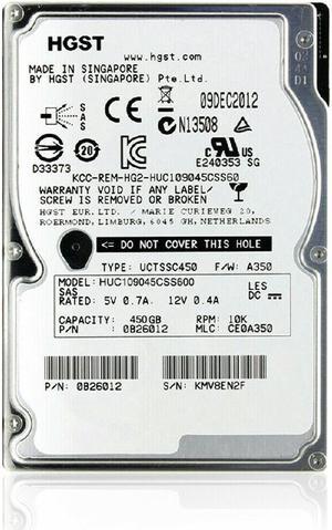 HGST Ultrastar C10K900 2.5" Server Internal Hard Drive 450GB 10K 64MB Cache SAS 6Gb/s HDD for PC PN-0B26012, HUC109045CSS600