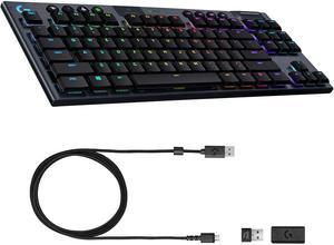 Logitech G915 TKL 920-009495 Tenkeyless LIGHTSPEED Wireless RGB Mechanical Backlit USB Gaming Keyboard GL Tactile Switch, Carbon