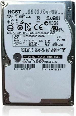HGST Ultrastar C10K900 2.5" Internal Hard Drive 900GB 10Krpm 64MB Cache SAS 6Gb/s HDD for Server & PC 0B26014, HUC109090CSS600