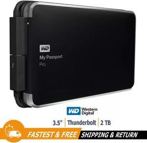 WD My Passport Pro Portable External Hard Drive 2TB Thunderbolt, WDBRMP0020DBK