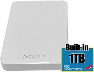Avolusion Z1-S 1TB USB 3.0 Portable External Gaming PS5 Hard Drive - White (PS5 Pre-Formatted) - 2 Year Warranty