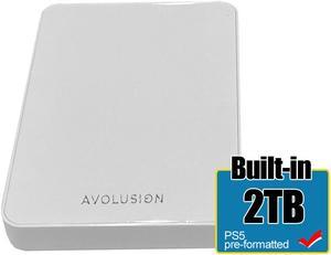 Avolusion Z1-S 2TB USB 3.0 Portable External Gaming PS5 Hard Drive - White (PS5 Pre-Formatted) - 2 Year Warranty