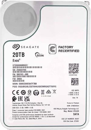 Seagate Exos ST20000NM002C 20TB 7200RPM SATA 6Gb/s 256MB Cache CMR 3.5-Inch Enterprise Hard Drive