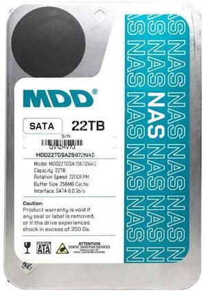MDD MDD22TS25672NAS 22TB 7200 RPM 256MB Cache SATA 6.0Gb/s 3.5" Internal Hard Drive for NAS Network Storage