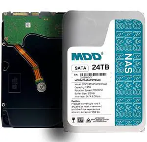 MDD 24TB 7200 RPM 512MB Cache SATA 6.0Gb/s 3.5inch Internal Hard Drive for NAS Network Storage (MDD24TS51272NAS) - 5 Years Warranty