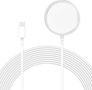 ZEROLEMON Magnet Wireless Charger, Compatible with Mag-Safe Charger, [10ft] Fast Wireless Charging Pad for iPhone 16/ 15/ 14/ 13/ 12 (non-Pro/ Pro/ Pro Max) / Air Pods Pro - Silver