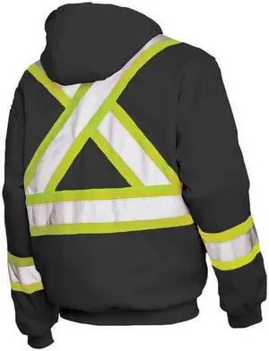TOUGH DUCK S49431 High Visibility Sweatshirt, 1, O, Polyester, Black, 5XL