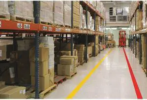 MIGHTY LINE 2RR Floor Marking Tape, vinyl, Solid, Red, 2 in W., 55 mil Thickness
