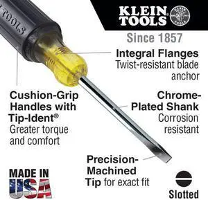 KLEIN TOOLS 608-4 General Purpose Slotted Screwdriver 1/8 in Round