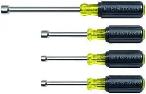 KLEIN TOOLS 633 4 PC Nutdriver Set w/3" Hollow Shanks