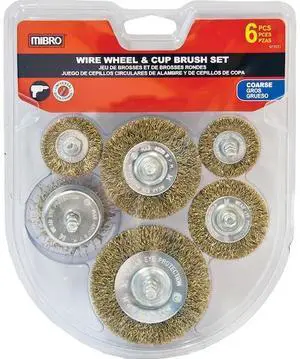 MIBRO 971531 6-Piece General Purpose Coarse Wire Wheel and Cup Brush Set