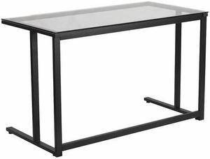 Glass Desk with Black Pedestal Frame